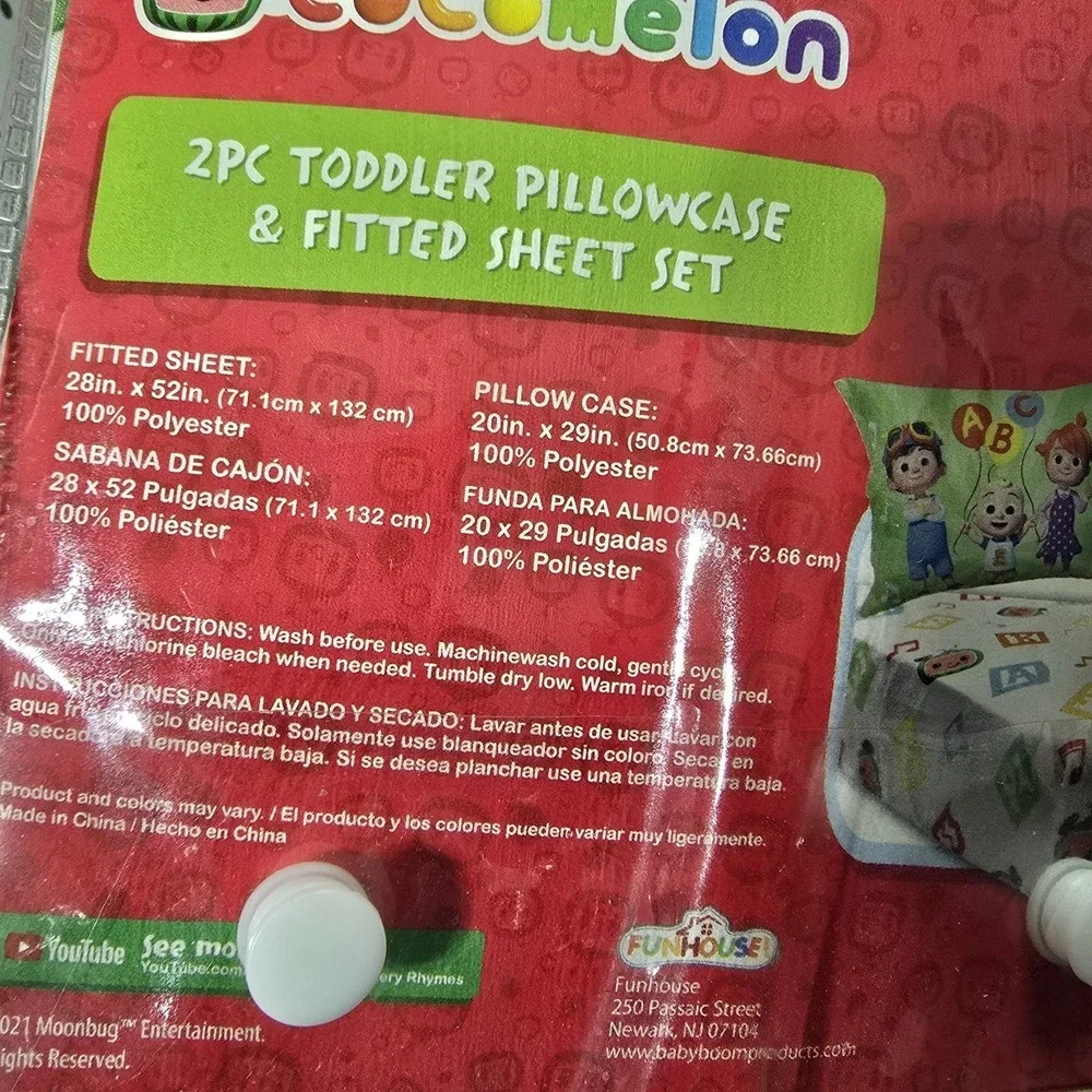 CoComelon 2-Piece Toddler Bed Fitted Sheet‎ Pillow Case Set